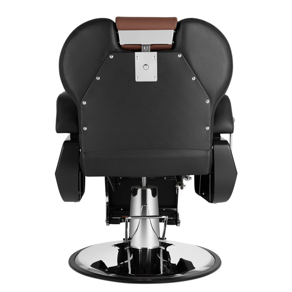 PVC皮套 ABS扶手壳 圆盘带搁脚 可放倒 理发椅 300.00lbs 黑棕色 HZ8702C N001-5
