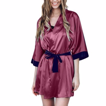 女式性感丝绸缎面和服长袍蕾丝浴衣内衣睡衣睡衣睡衣睡衣睡衣睡衣睡衣J60