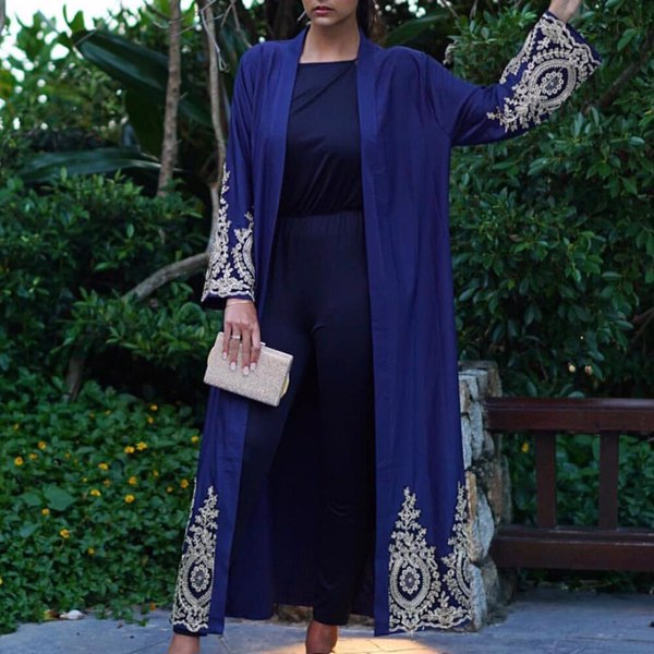 Kaftan Dubai Abaya和服开衫穆斯林头巾连衣裙土耳其沙特阿拉伯非洲女装Caftan长袍伊斯兰教服装-5