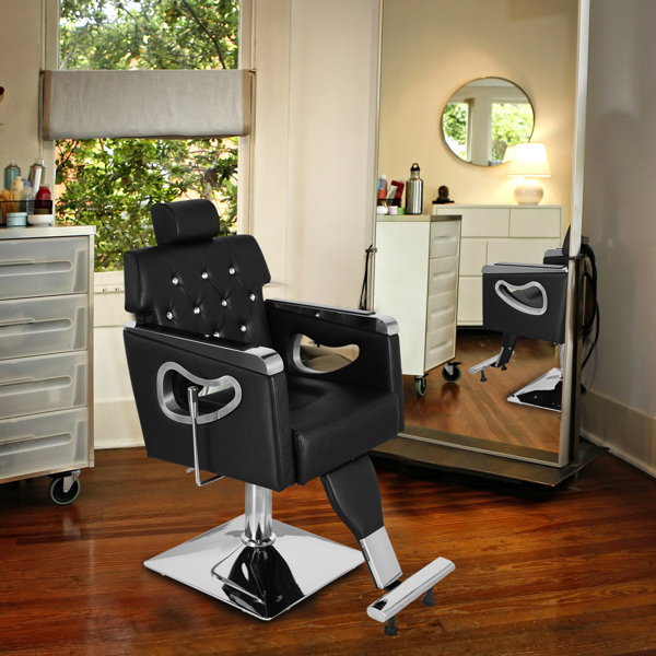  Silla reclinable hidráulica de peluquería para peluquería,  silla de peluquería hidráulica giratoria de 360°, altura ajustable, salón  de belleza, tatuaje, peluquería, afeitado, sillas de peluquería, : Belleza  y Cuidado Personal