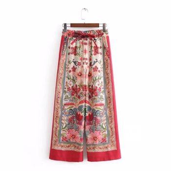 复古女式西服花卉设计师夹克+阔腿裤女式西装外套女式办公外套