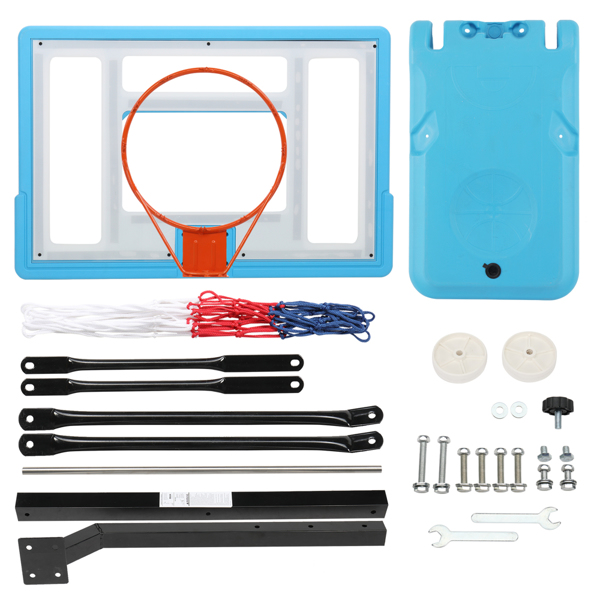 PVC透明板 篮框可调节115-135cm 篮球架 泳池边 最大适用7#球 N002 蓝色 LX-B064S-17