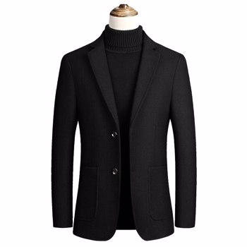 男士夹克2022秋季羊毛混纺夹克纯色单扣男士优质外套