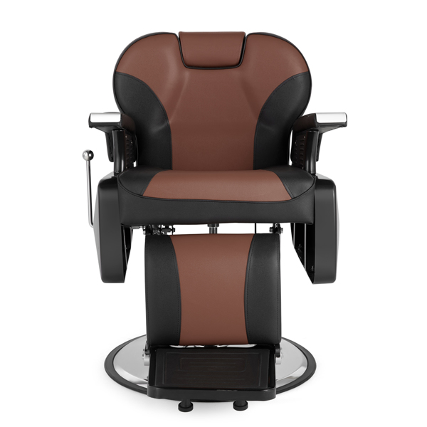 PVC皮套 ABS扶手壳 圆盘带搁脚 可放倒 理发椅 300.00lbs 黑棕色 HZ8702C N001-8