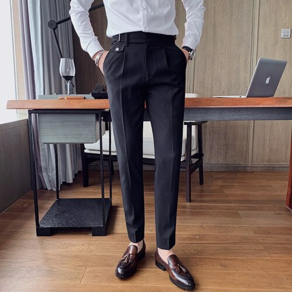 个性男装长裤办公室社交商务套装休闲修身婚礼街头长裤Pantalone Hombre-8