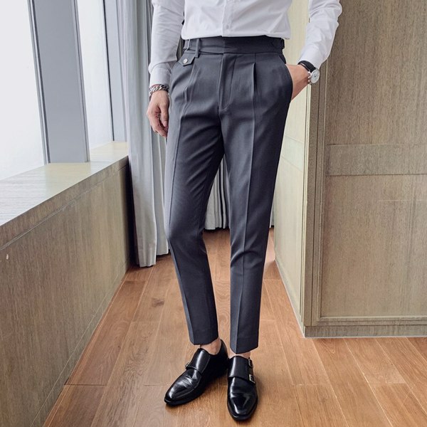 个性男装长裤办公室社交商务套装休闲修身婚礼街头长裤Pantalone Hombre-5