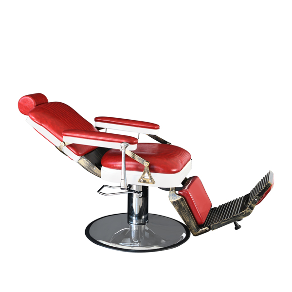PVC皮套  ABS扶手壳 圆盘 特大泵 可放倒 理发椅 300lbs 红色 HZ8753 N001-1