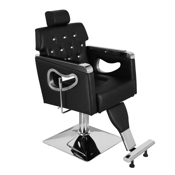 PVC皮套 电镀方盘带搁脚 可放倒 理发椅 300.00lbs 黑色 HZ88111 N001-11
