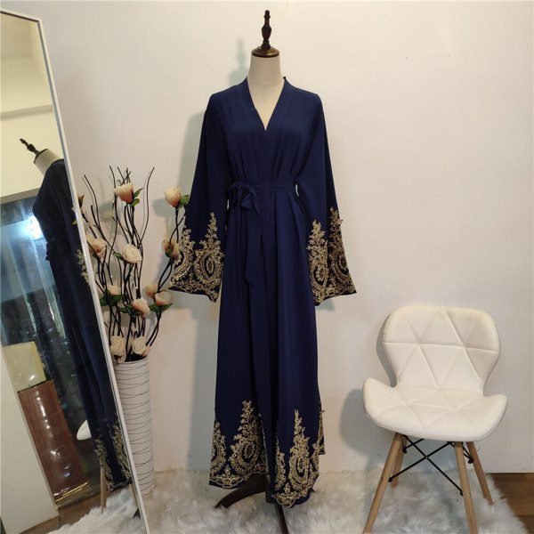 Kaftan Dubai Abaya和服开衫穆斯林头巾连衣裙土耳其沙特阿拉伯非洲女装Caftan长袍伊斯兰教服装-1
