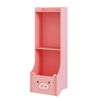 FCH 粉色小猪造型 玩具储物架 木塑板 27.5*27.5*80cm 粉色 N001 玩具收纳 儿童
