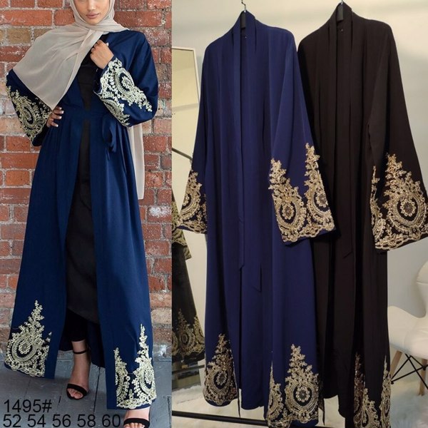 Kaftan Dubai Abaya和服开衫穆斯林头巾连衣裙土耳其沙特阿拉伯非洲女装Caftan长袍伊斯兰教服装-9