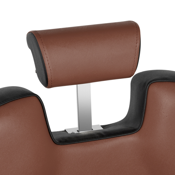 PVC皮套 ABS扶手壳 圆盘带搁脚 可放倒 理发椅 300.00lbs 黑棕色 HZ8702C N001-30
