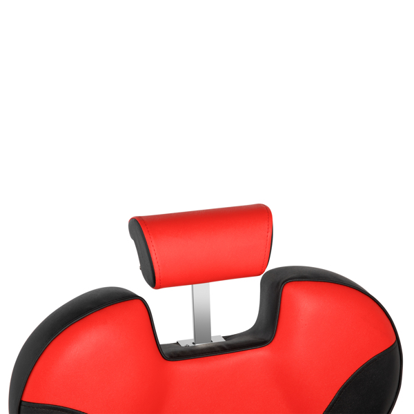 PVC皮套 ABS扶手壳 圆盘带搁脚 可放倒 理发椅 300.00lbs 红黑色 HZ8702C N002-45
