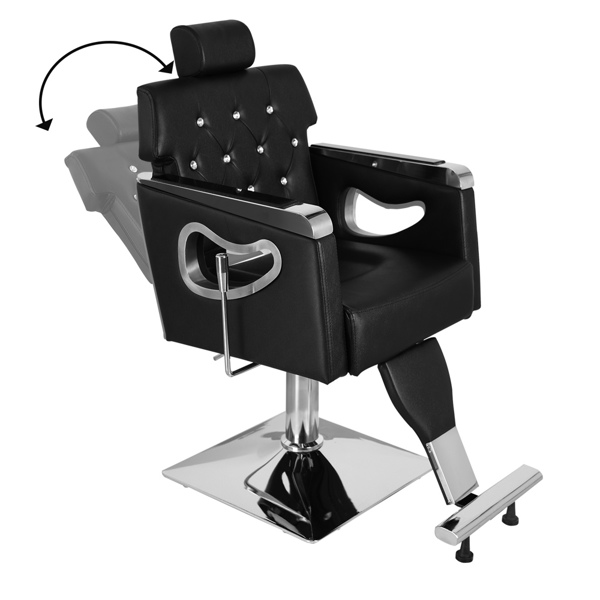 PVC皮套 电镀方盘带搁脚 可放倒 理发椅 300.00lbs 黑色 HZ88111 N001-6