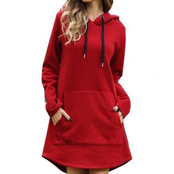 Hoodies Dress Women Autumn Winter Casual Sweatshirt 2022 New Ladies Long Sleeve Pocket Pullover Mini 6 Color