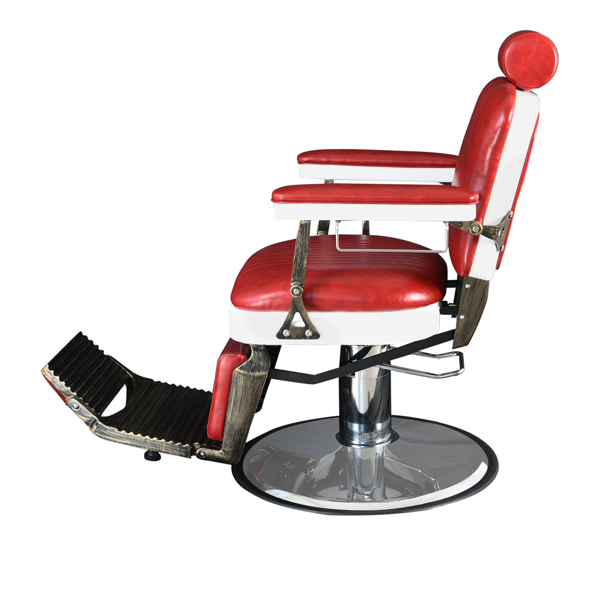 PVC皮套  ABS扶手壳 圆盘 特大泵 可放倒 理发椅 300lbs 红色 HZ8753 N001-6