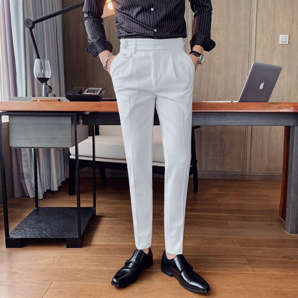 个性男装长裤办公室社交商务套装休闲修身婚礼街头长裤Pantalone Hombre-3