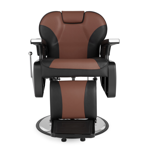 PVC皮套 ABS扶手壳 圆盘带搁脚 可放倒 理发椅 300.00lbs 黑棕色 HZ8702C N001-28