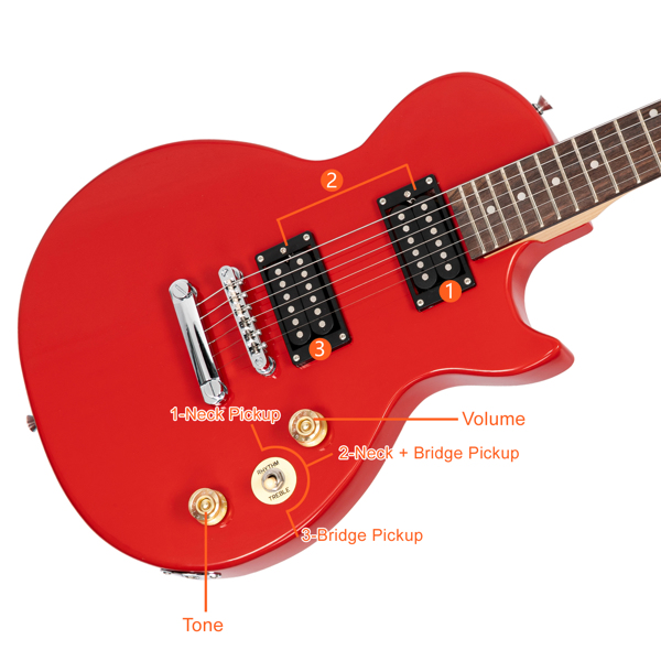 【AM不售卖】Glarry GLP101 双线圈拾音器 玫瑰木指板 GLP电吉他 红色-19