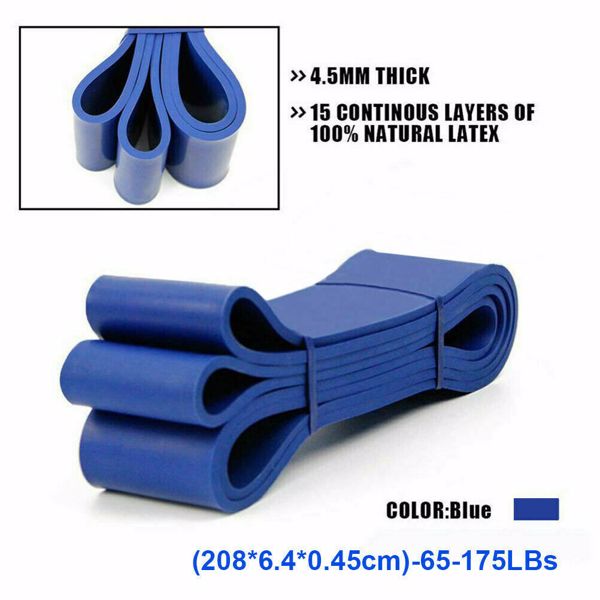 天然乳胶拉力圈健身阻力带-蓝色(208*6.4*0.45cm)