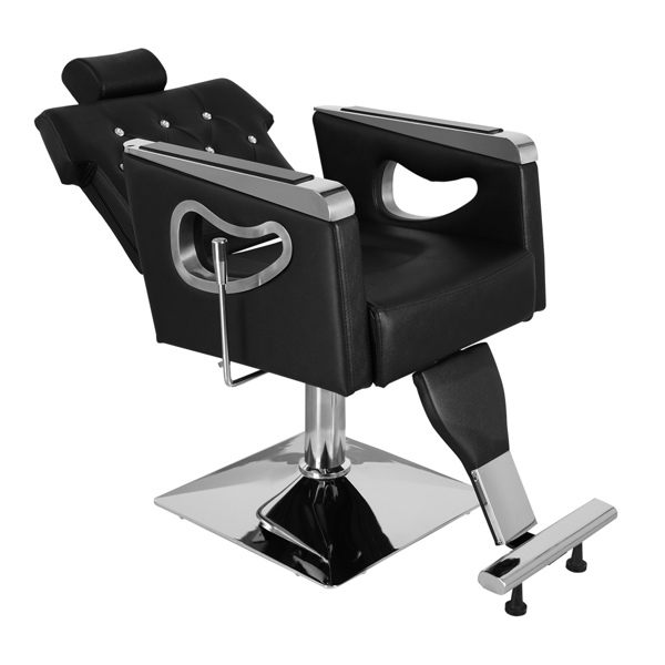 PVC皮套 电镀方盘带搁脚 可放倒 理发椅 300.00lbs 黑色 HZ88111 N001-12