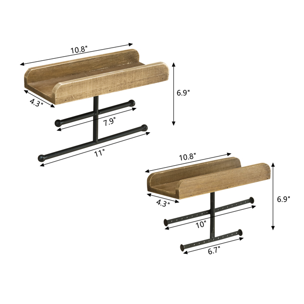 2pcs 木制 棕色 饰品架 N001 挂墙-8
