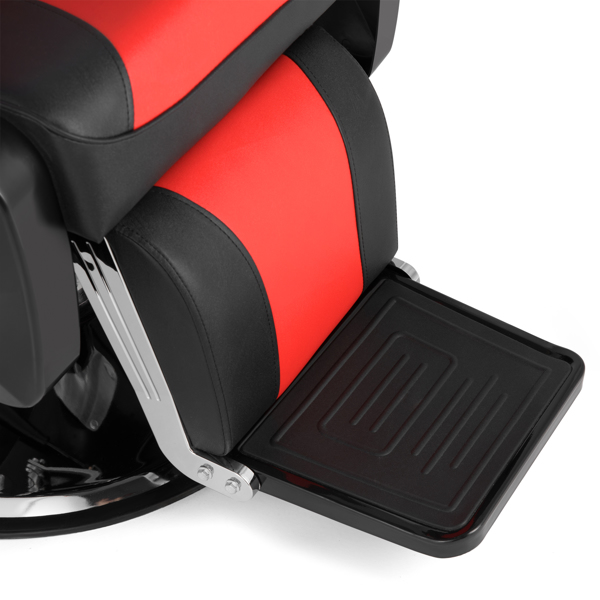 PVC皮套 ABS扶手壳 圆盘带搁脚 可放倒 理发椅 300.00lbs 红黑色 HZ8702C N002-28