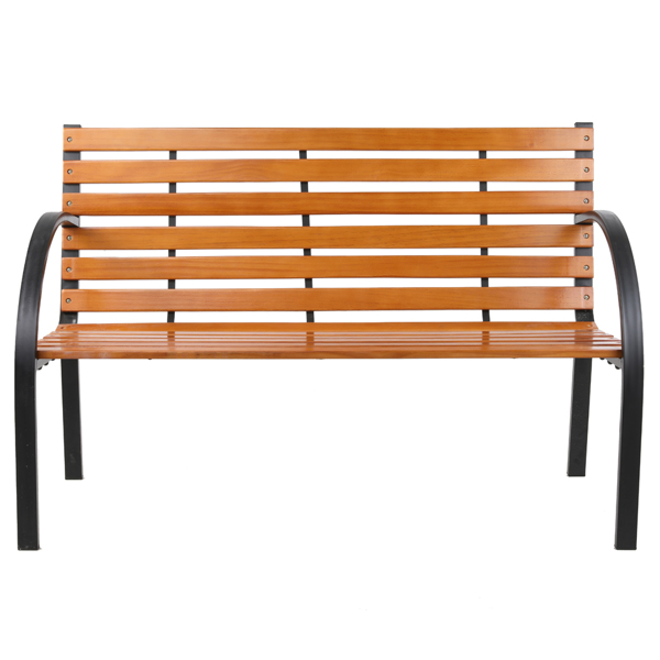48in 黑色扶手 柚木色座板 铁木长椅 欧洲 N001-2