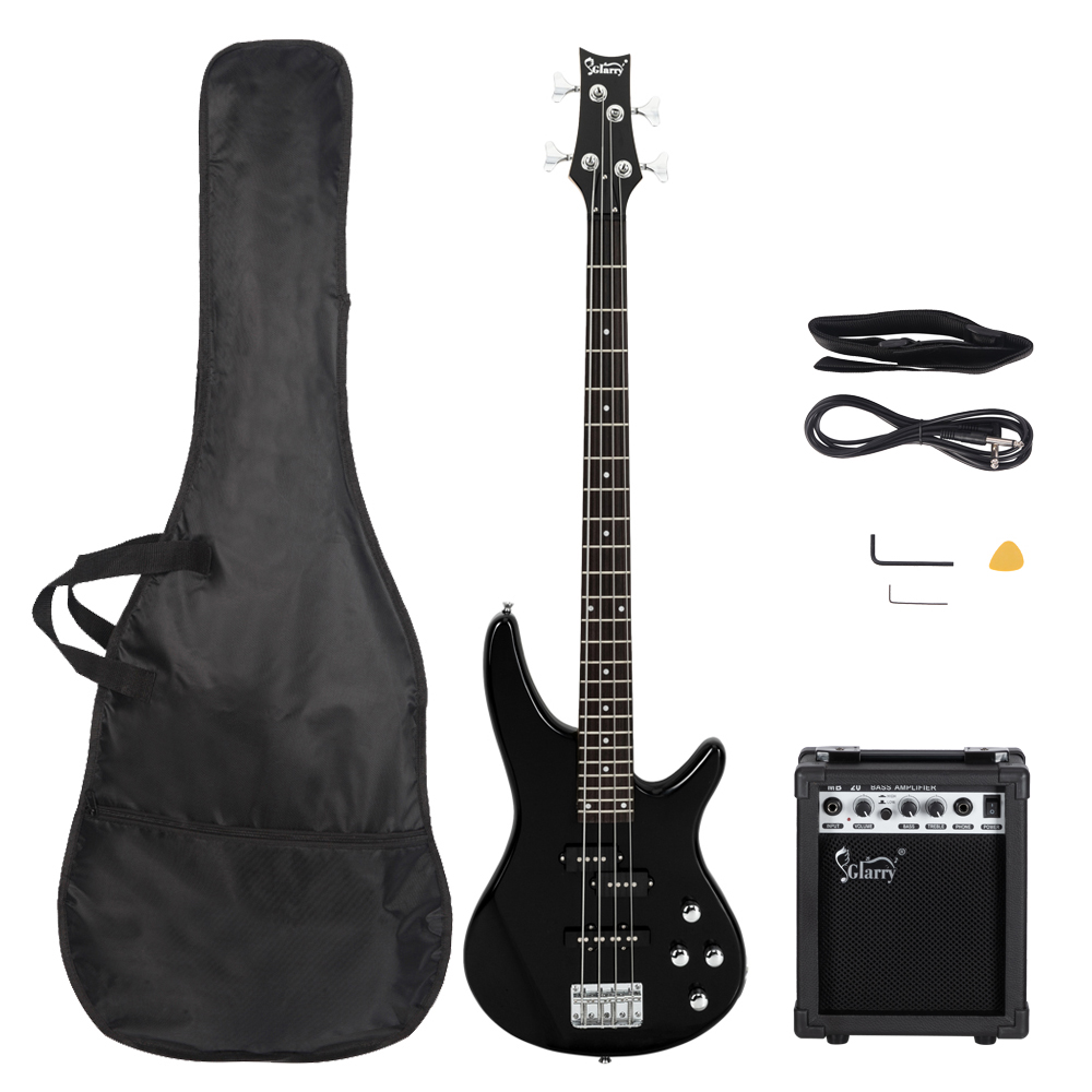 [Do Not Sell on Amazon] Glarry GIB 4 String Full Size Electric Bass Guitar SS pickups and Amp Kit Black