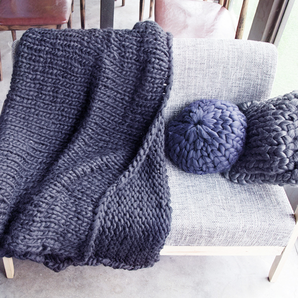 1.2*1.5米，深灰色，粗针织毛毯手工针织 保暖针织毛毯-7