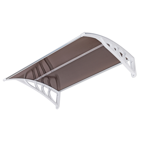 100*80cm 棕色板白色支架 雨篷 塑料支架 阳光板 前后铝条-8