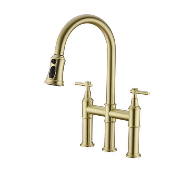 下拉式双把厨房龙头Pull Down Double Handle Kitchen Faucet-1