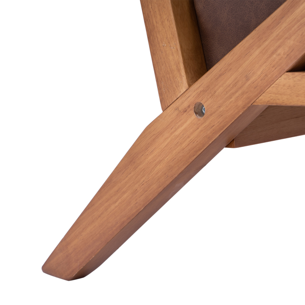 K型扶手单人沙发椅 实木 软包 棕色 室内休闲椅 复古风 N101-55
