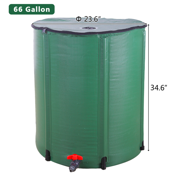 66Gallon 绿色 PVC 集雨桶 60*60*88cm 圆柱形 庭院 欧洲 N001-2