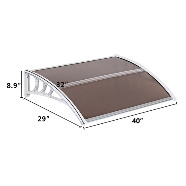 100*80cm 棕色板白色支架 雨篷 塑料支架 阳光板 前后铝条-19