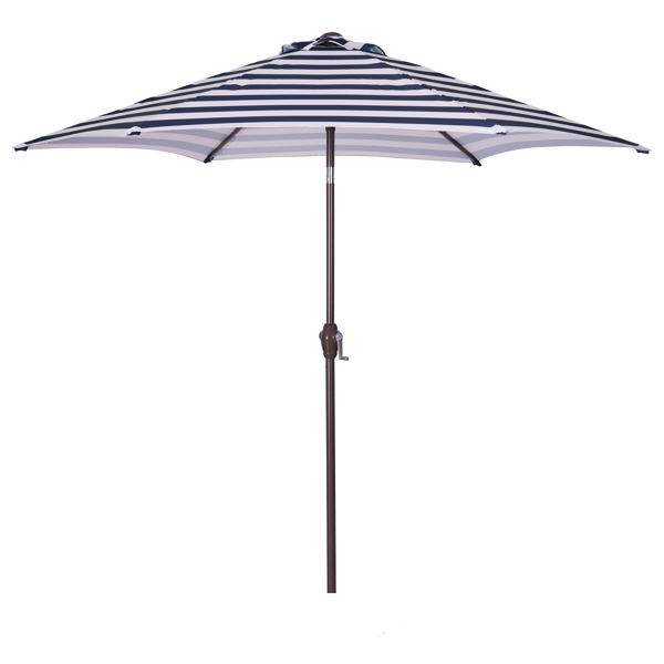 户外8.6英尺市场桌伞遮阳伞太阳伞，带倾斜和曲柄，不包括伞底座(蓝白条纹)-1
