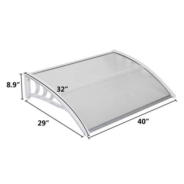 100*80cm 透明板白色支架 雨篷 塑料支架 阳光板 前后铝条-5
