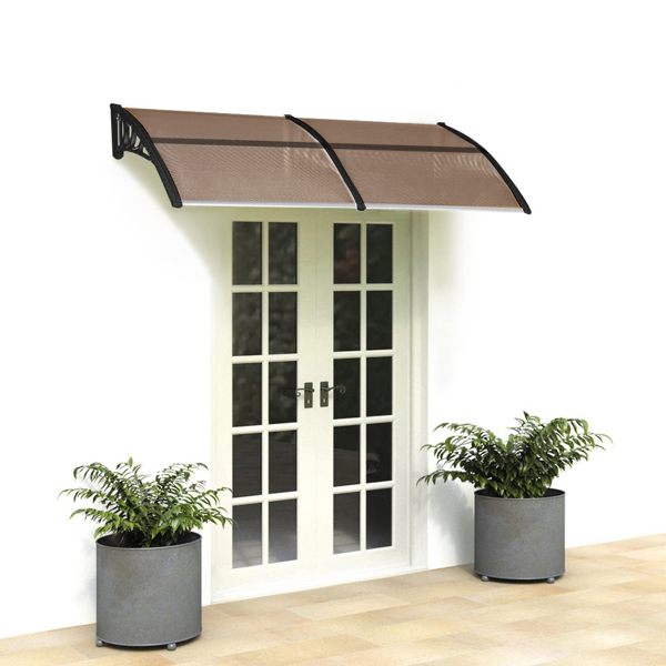 200*96cm 棕色板黑色支架 雨篷 塑料支架 阳光板 前后铝条-15