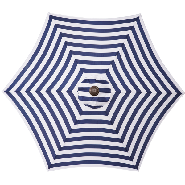 户外8.6英尺市场桌伞遮阳伞太阳伞，带倾斜和曲柄，不包括伞底座(蓝白条纹)-3