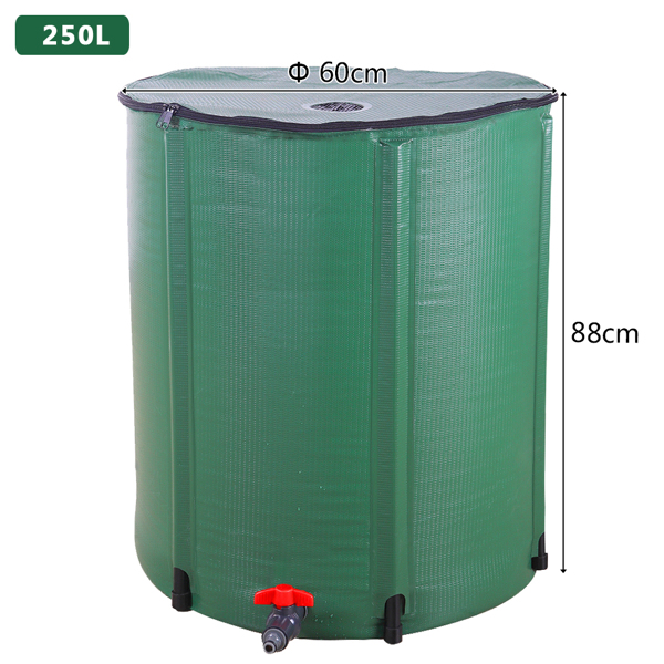 66Gallon 绿色 PVC 集雨桶 60*60*88cm 圆柱形 庭院 欧洲 N001-3
