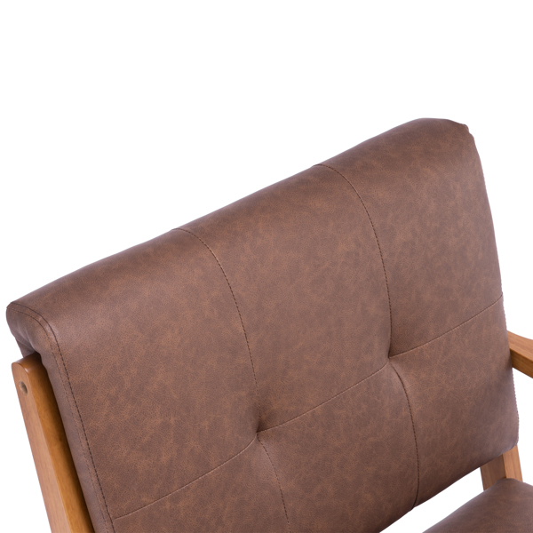 K型扶手单人沙发椅 实木 软包 棕色 室内休闲椅 复古风 N101-52