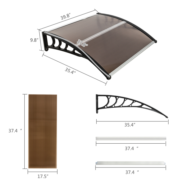 100*96cm 棕色板黑色支架 雨篷 塑料支架 阳光板 前后铝条-19