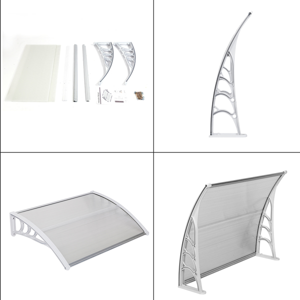 100*80cm 透明板白色支架 雨篷 塑料支架 阳光板 前后铝条-10