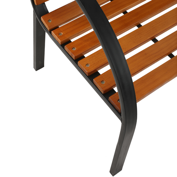 48in 黑色扶手 柚木色座板 铁木长椅 欧洲 N001-5