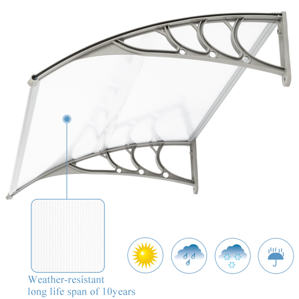 120*80cm 透明板灰色支架 雨篷 塑料支架 阳光板 前后铝条 英国-22