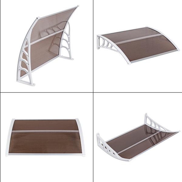 100*80cm 棕色板白色支架 雨篷 塑料支架 阳光板 前后铝条-10