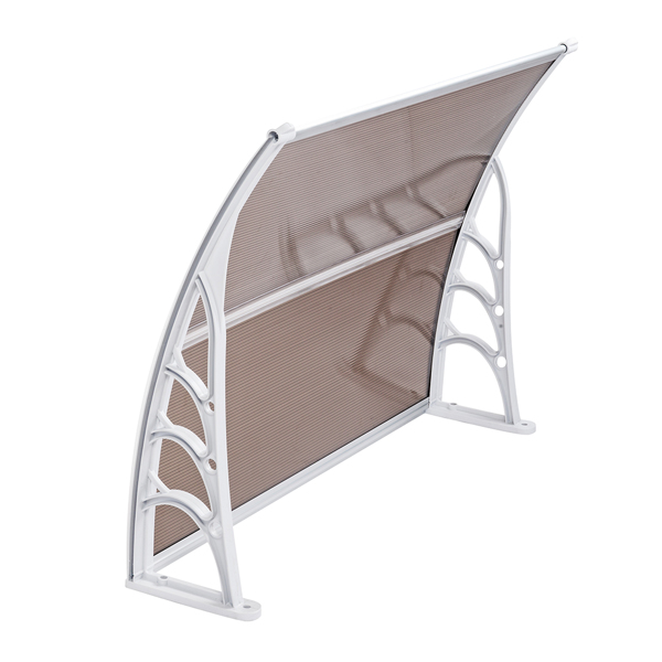 100*80cm 棕色板白色支架 雨篷 塑料支架 阳光板 前后铝条-6