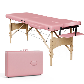 两折 按摩床 美容床 可折叠 便携 粉色