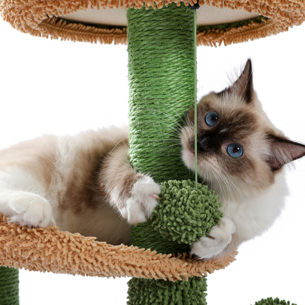 仙人掌系列猫台带有1个舒适的猫窝，宽敞的顶部躺窝，吊床，剑麻猫抓柱和吊球，适合中小型猫锻炼休息（周末无法发货，请谨慎下单）-8