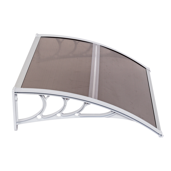 100*80cm 棕色板白色支架 雨篷 塑料支架 阳光板 前后铝条-9